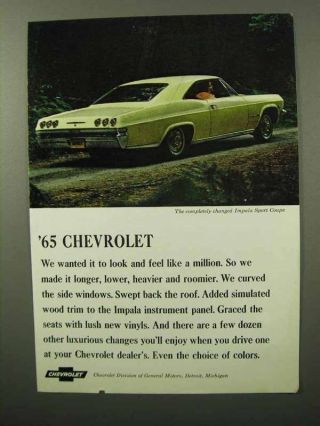 1965 Chevrolet Impala Sport Coupe Car Ad