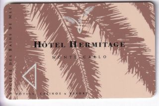 Carte / Card Hotel Cle Key.  Monaco Monte Carlo Hermitage Palace Magnetique