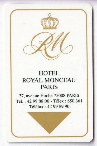 Carte / Card Hotel Cle Key.  France Paris Royal Monceau Palace Magnetique