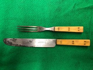 J.  Russell & Co Green River Bone Handle Knife And Fork Set