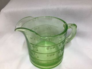 Vintage Green Depression Glass 1 Cup Measuring Cup Short And Squatty Gc
