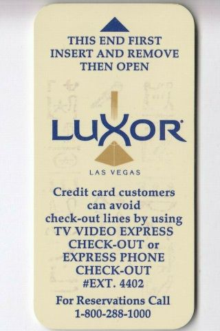Carte / Card Hotel Cle Key.  Usa Las Vegas Luxor Casino Resort Magnetique