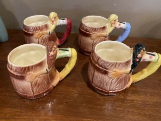 Vintage Twin Winton Pasadena Hillbilly Moonshine Barrel Coffee Mugs Set Of 4