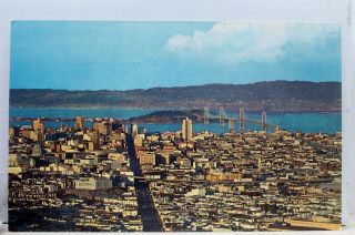 California Ca San Francisco Twin Peaks Bay Bridge Postcard Old Vintage Card View