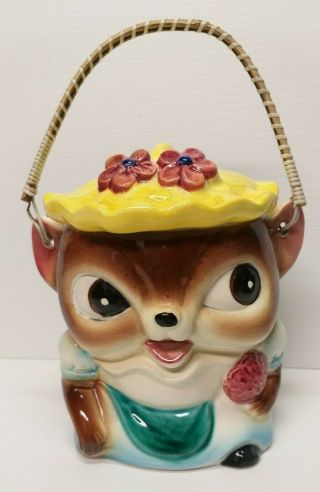 Vintage Cookie Jar Squirrel With Handle Made In Japan.