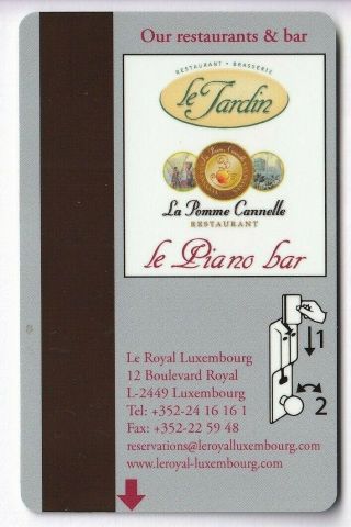 CARTE / CARD HOTEL CLE KEY.  LUXEMBOURG LE ROYAL PALACE CLUB MAGNETIQUE 2