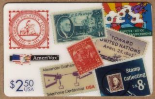 $2.  50 American Philatelic Society Card (aps) (03/95 Scopex) Stamps Phone Card