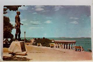 Massachusetts Ma Plymouth Rock Massasoit Statue Portico Postcard Old Vintage Pc