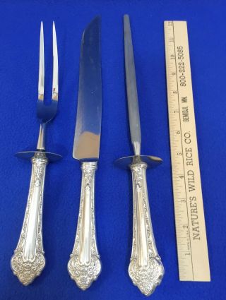 Carving Set 3 Piece Knife Fork Sharpening Steel National Silver Co Stainless