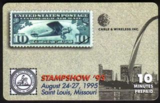 10m Aps Stamp Show (american Philatelic Society) Airplane Set Of 2 Phone Card