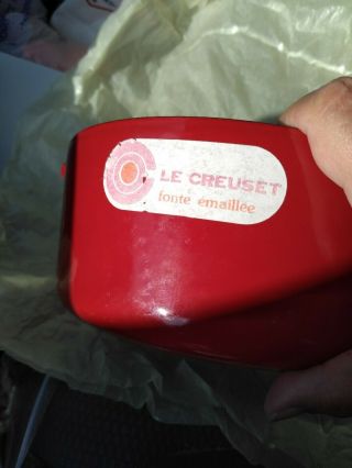 Le Creuset France Red Enamel Cast Iron Round Pot 7 " Casserole Pan 2 Handles