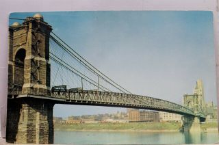 Ohio Oh Cincinnati Suspension Bridge Postcard Old Vintage Card View Standard Pc