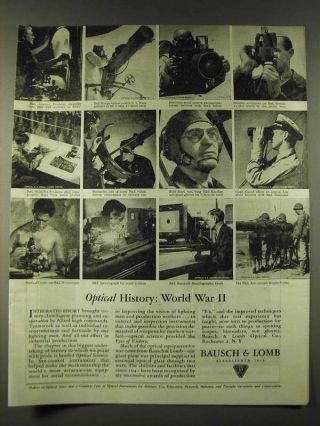 1945 Bausch & Lomb Optical Company Ad - Optical History: World War Ii