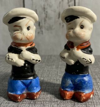 2 Vintage Popeyes Salt And Pepper Shakers From Marked “foreign” Era
