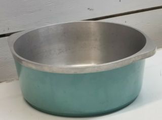 Vtg Club Aluminum Cookware Large Roaster Dutch Oven Pan Turquoise Blue Teal A12