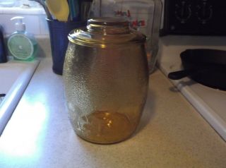 Vintage Bartlett Collins Amber Glass Mushroom Cookie Jar