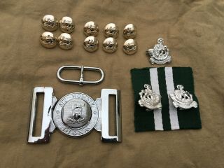 Rhodesian Light Infantry Rli Army Cap Badge Collars Buckle Buttons Set