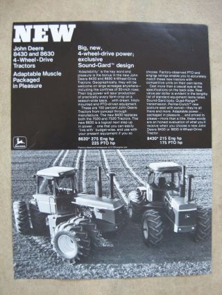 1974 John Deere 8430 8630 Tractor Brochure