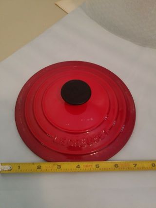 Vintage Le Creuset 18 Red Enameled Cast Iron Dutch Lid Only,  2 Quart - 1.  8 Liter
