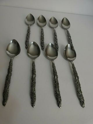 Oneida Northland Shangri La Set Of 8 Oval Soup Spoons Stainless Steel 7 "