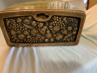 Burlington Crafts Metal Bread Box Avocado Green Faux Wood Front Made In Usa