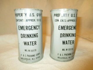 Two Cans Of Usn Usaf Survival Emergency Drinking Water Life Rafts