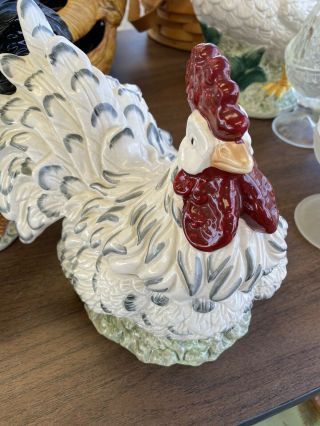 Ceramic Cookie Jar Rooster Chicken Vintage Multi Colored