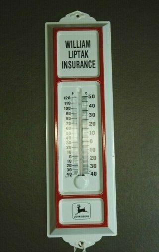 Vintage John Deere Farm Equipment Thermometer Sign William Liptak Insurance