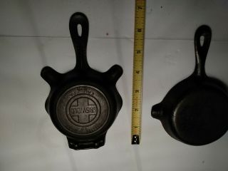 Griswold 00,  579,  & Wagner Ware 1050 Pair Cast Iron Ashtrays
