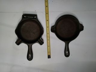 Griswold 00,  579,  & Wagner ware 1050 Pair cast iron ashtrays 3