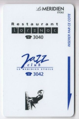 Carte / Card Hotel Cle Key.  France Paris Meridien Etoile Jazz Magnetique