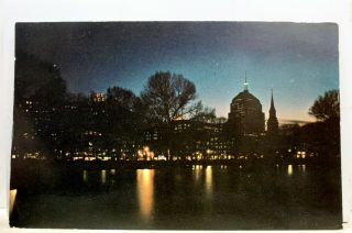 Massachusetts Ma Boston Public Gardens Park Square Back Bay Skyline Postcard Old