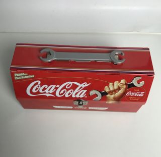 Coca Cola Lunch Box Wrench Handle Collectible Tin Octagon Wrong Red Silver