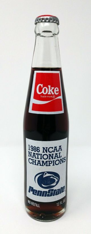 1986 Penn State Ncaa National Champions Paterno Coke Bottle