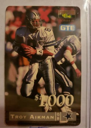 1995 Classic Gte Troy Aikman " Dallas Cowboys $1000 1 Of 4 Unscratched Rare