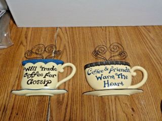 Kitchen Wall Hanging Decor Coffee Cups Plaques 7 3/4 