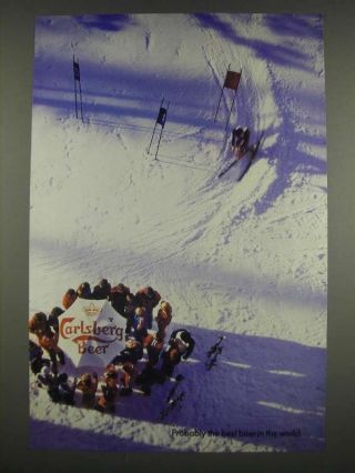 1985 Carlsberg Beer Ad - Probably The Best Beer In The World - Skiing