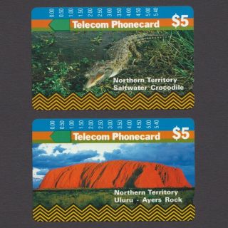 1991 Telecom Set Northern Territory Australia Phonecards Pre 101,  102