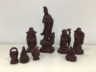Eight Various Sized Oriental Figures Ranging From Sizes 5.  5 Cm - 21 Cm 209