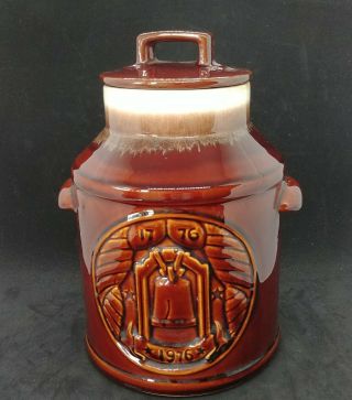 Vintage Mccoy Pottery Bicentennial 76 Brown Drip Milk Jug Cookie Jar 7019 Brown