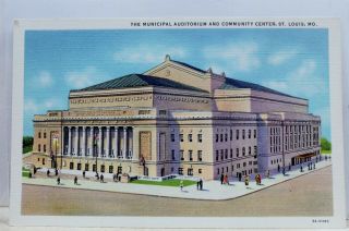 Missouri Mo St Louis Municipal Auditorium Community Center Postcard Old Vintage