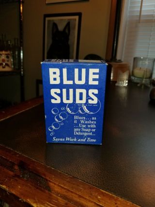 Vintage 1940s Nos Sample Box Blue Suds Detergent Detroit Michigan 2 3/4 Ounces