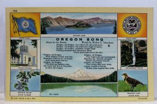 Oregon Or Song Walter E Meacham Postcard Old Vintage Card View Standard Souvenir