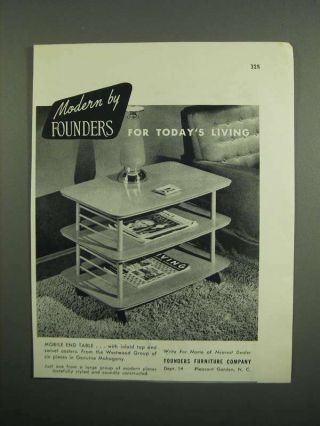 1953 Founders Furniture Mobile End Table Ad