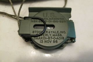 U.  S.  Compass Sandy - 183 Tritium Lensatic Compass - Stocker & Yale Army,  Case - Exc