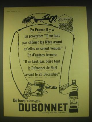 1963 Dubonnet Aperitif Ad - En France Il Y A Un Proverbe