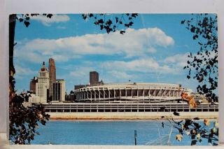 Ohio Oh Cincinnati Skyline Riverfront Stadium Postcard Old Vintage Card View Pc