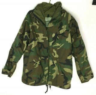 Us Military Parka Extended Cold Weather Camouflage Woodland Camo Rain Jacket M/l