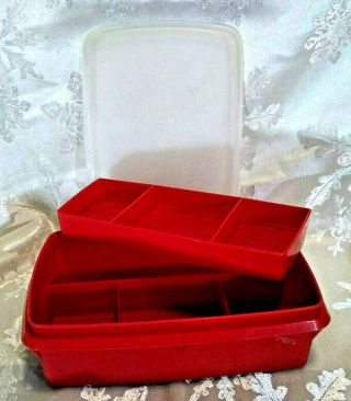 Vtg Tupperware Tuppercraft Red Stow - N - Go Storage Hobby Container 767 - 13 Storage