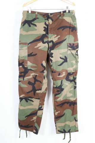 Vintage 80s Us Army Woodland Camo Bdu Pants Trousers Usa Mens Medium